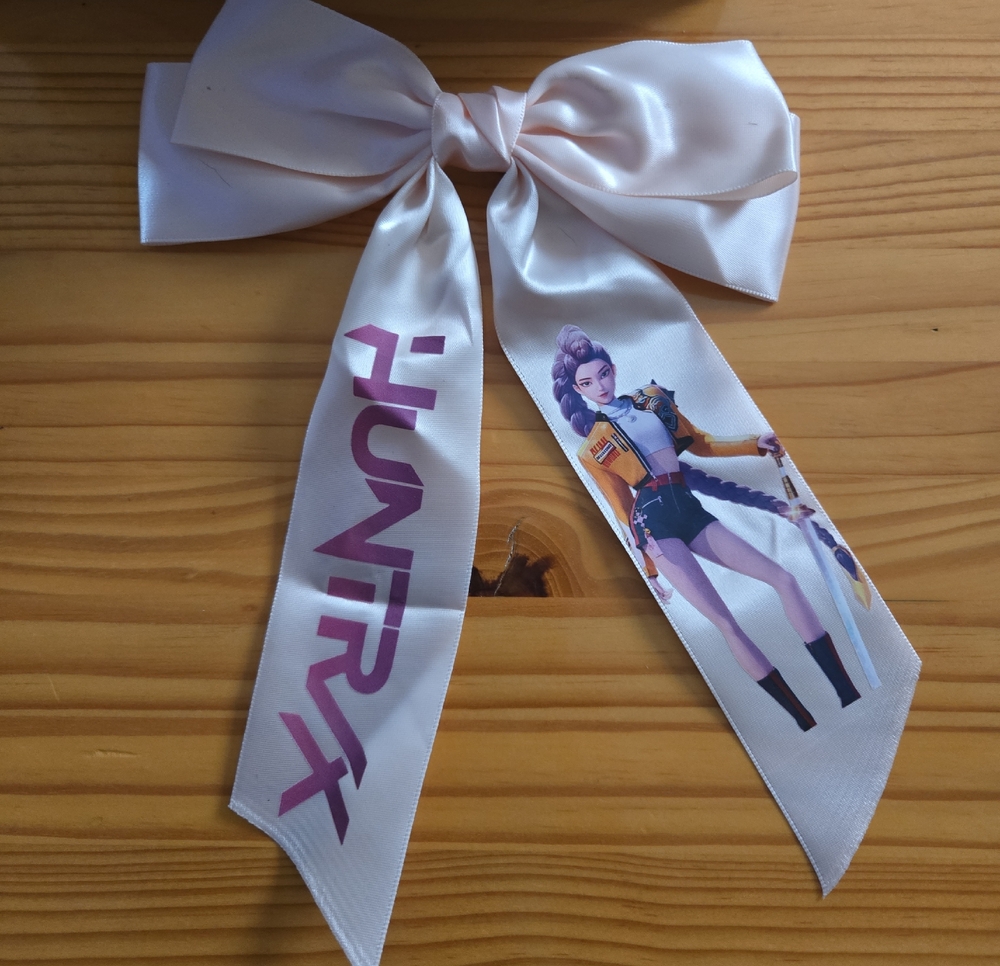 Kpop Inspired Graphic Print Satin Hair Bow